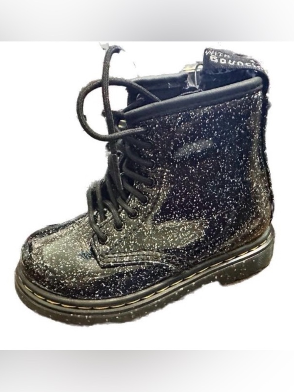 Dr. Martens Black and Silver Glitter 1460 T Lace-Up Boot